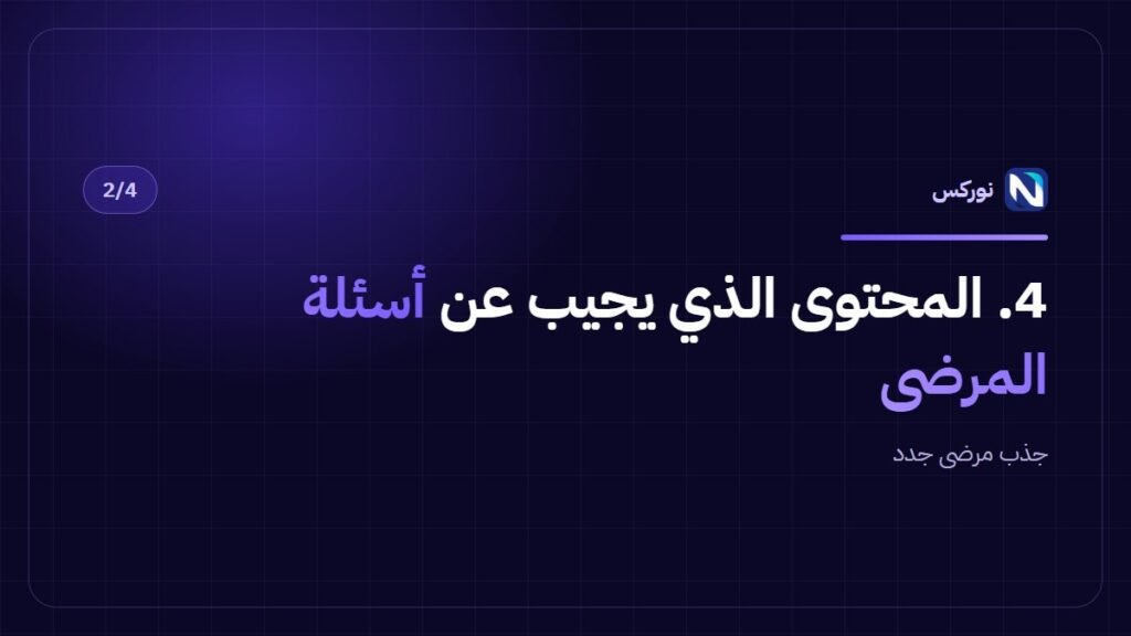 جذب مرضى جدد — 4. المحتوى الذي يجيب عن أسئلة المرضى